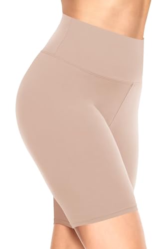 TNNZEET Radlerhose Damen Hohe Taille Kurze Sporthose Blickdicht Shorts für Yoga Gym (Beige,S/M)