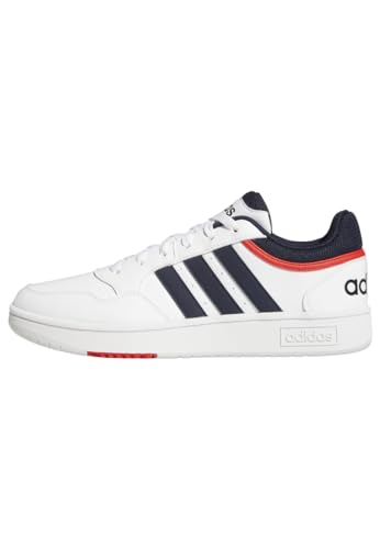 adidas Herren Hoops 3.0 Low Classic Vintage Shoes Sneakers, Ftwr White Legend Ink Vivid Red, 42 2/3 EU