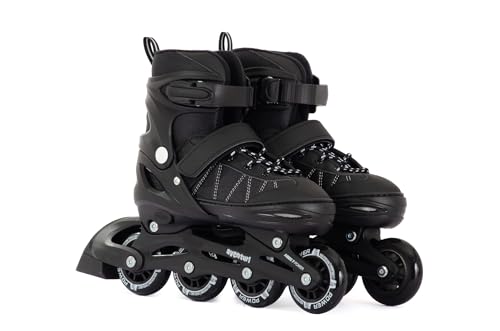 Aventuri Einstellbare Inline Skates - Semi-Softboot Inliner - für Jungen und Mädchen - Größe 34-37 (M) - Schwarz