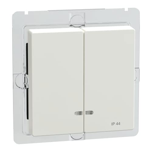 Schneider Electric Merten MEG3424-0319 Doppelwippe mit Kontrollfenster IP44, polarweiß glänzend, System M