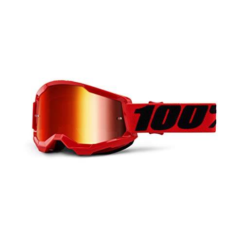 100% Strata 2 Goggle, Erwachsene, Rot mit Spiegel Rot Linse