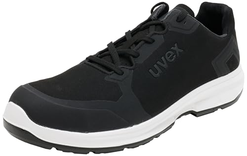 Uvex 1 Sport S3 ESD Sicherheitsschuhe für Herren - Bequeme & Atmungsaktive Arbeitsschuhe für Männer - Leichte & Ergonomische Halbschuhe Velours ,Schwarz,42 EU