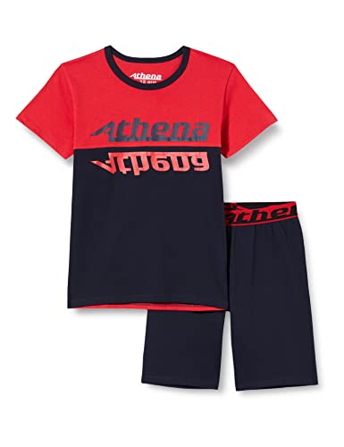 ATHENA Jungen Spirit 7o32 Pyjamaset, Marineblau, Rot, Marineblau, 6-8 Jahre