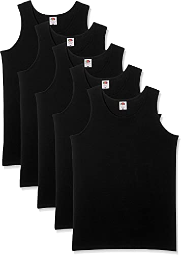 Fruit of the Loom Herren Regular Fit Unterhemd 5-Pack Athletic Mens, Schwarz (Black), XX-Large