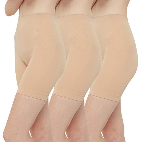 INNERSY Radlerhose Damen Hautfarben Leggins Kurz Unter Rock Chub Rub Shorts Unsichtbare 3er Pack (XS/36, Beige)