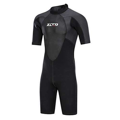 ZCCO Neoprenanzüge Herren 3 mm Premium Neopren, Rückenreißverschluss, kurzärmeliger Taucheranzug für Spearfishing,Surfen,SchnorchelnKanufahren, Taucheranzüge (Schwarz, L)