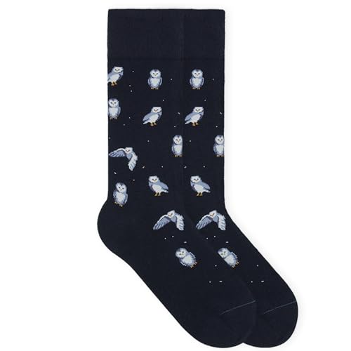 von Jungfeld - 1er Set Motiv Socken mit Snow Owl Space Blue Icon - Bunte Socken in Gr. 39-42