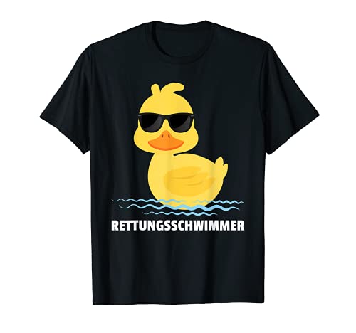 Lustige Gelbe Ente Badeente Quietscheente Rettungsschwimmer T-Shirt