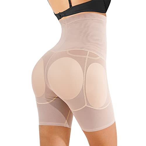 Bingrong Damen Po Push Up Unterhose Bauchweg Miederhose mit Bein Butt Lift Shapewear Formend Miederslips Hohe Taille Body Shape Atmungsaktive Miderpants Figurformende UnterwäSche (Small, Hautfarben)