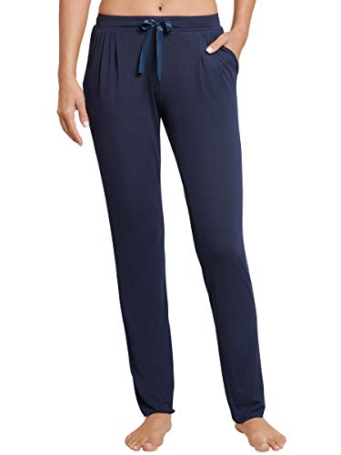 Schiesser Damen Mix & Relax Jerseyhose lang Schlafanzughose, Blau (Nachtblau 804), 46