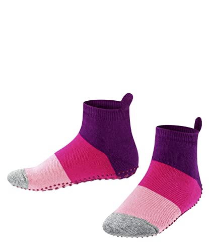 FALKE Unisex Kinder Hausschuh-Socken Colour Block K HP Baumwolle rutschhemmende Noppen 1 Paar, Rosa (Crocus 6962), 31-34