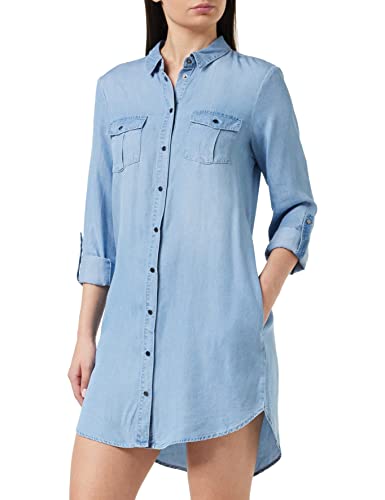 VERO MODA Damen VMSILLA LS Short Dress LT BL NOOS GA Kleid, Light Blue Denim, 42 (Herstellergröße: XL)