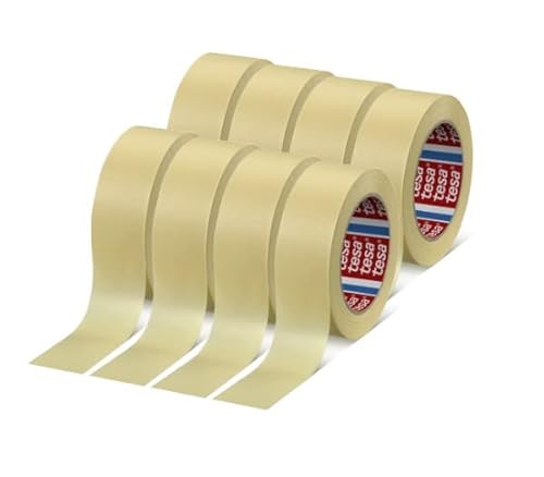 Tesa 4323 Papierband für Masken, Lackierung, Gummipapier Professionell - Hochwertiger Kleber (38 mm - 8 Rollen)