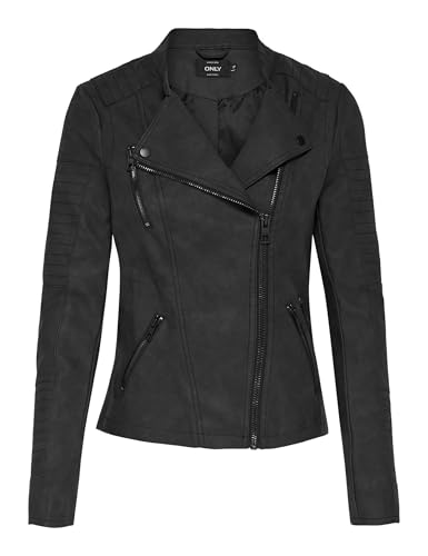 ONLY Damen Onlava imiteret læder Biker OTW Noos Jacke, Schwarz, 42 EU