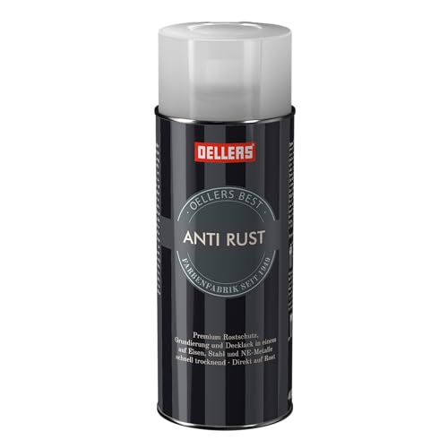 OELLERS Anti-Rust Metall-Schutzlack Sprühlack, 3 in 1, 400 ml, RAL 7001 Silbergrau, Rostschutz, Grundierung und Decklack, Eisen, Stahl und Zink