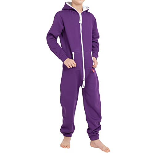 Basisstoff Yuppie Kinder Jumpsuit Jungen Mädchen Overall Lila Gr. 134-140