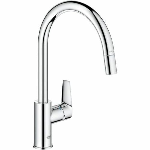 GROHE StartEdge - Einhand- Spültischarmatur (hoher Auslauf, herausziehbare Mousseurbrause, Schwenkbereich 360°, langlebig), chrom, 30550000