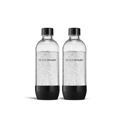 SodaStream DuoPack Tritan 1L Ersatzflaschen für alle gängigen Wassersprudler mit Kunststoff-Flaschen mit Schraubgewinde, 2X 1 L PET-Flasche, Schwarz