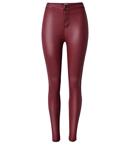 Faringoto Damen Pu Kunstleder Hose Slim Leggings Vielzahl von Stilen mit Taschen, 056, XS