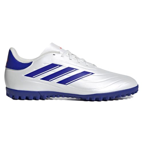 adidas Unisex COPA Pure II Club Football Boots Turf Fußballschuhe, Footwear White/Lucid Blue/SOLAR RED, 42 EU