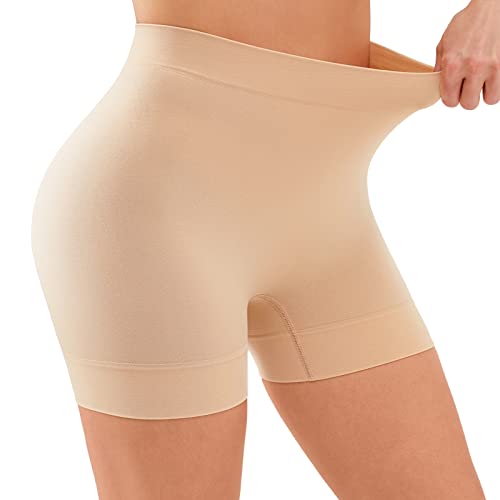 YADIFEN Radlerhose Damen Kurze Hose Damen Shorts Leggings,sehr kurz Shorts Damen,Unter Kleid Rock Anti Scheuern Bequem hohe Taille Boxershorts Hotpants,1er Beige,M