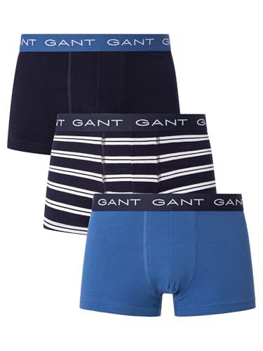 GANT Herren 3er-Pack Boxershorts aus Baumwollstretch mit Streifen, Blau, L