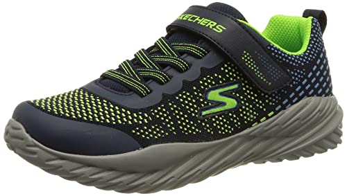 Skechers Nitro Sprint Karvo Sneaker, Navy Textile/Lime & Blue Trim, 37 EU