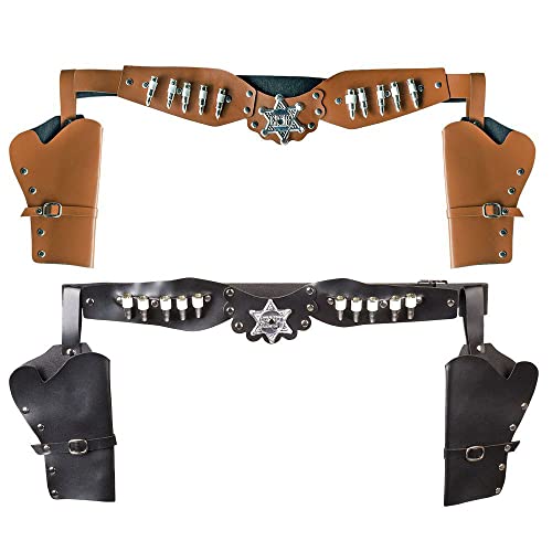 Boland 00583 - Cowboy Halfter doppelt, 2 Farben sortiert, Waffen Halter für Cowboy Kostüm, Zubehör für Karneval und Mottoparty