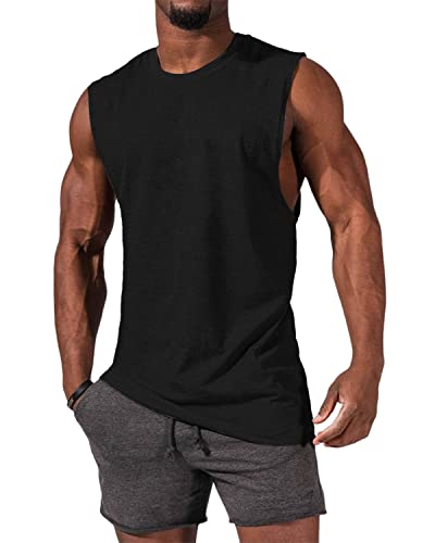 Tank Top Herren Ärmelloses Muskelshirts Gym Sport Unterhemd Männer T Shirt Herren Fitness Trägershirts Tee Top für Men Schwarz XL