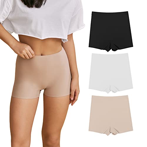 SHARICCA Damen Shorts Radlerhose Unterhose Hotpants Kurze Hose Hohe Taille Boxershorts aus Viskose 3er Pack (3P01, S-1)