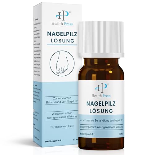 Health Press® Nagelpilz Lösung – 10ml Anti Nagelpilz Liquid – Nagelpilz Nagellack für Füße und Hände – Nagelkur für Diabetiker geeignet – Nagelpilzmittel zur wirksamen Behandlung von Nagelpilz