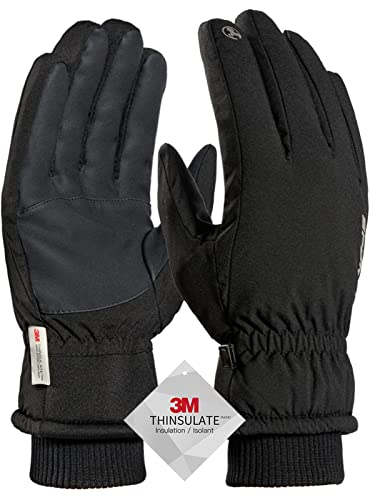 TRENDOUX Handschuhe Herren, wasserdichte für Frauen 3M Thinsulate Ski Damen Touchscreen dicke thermische Wicking Insert für Bike Snowboard Snow Running, Winterhandschuhe Damen - Schwarz XL