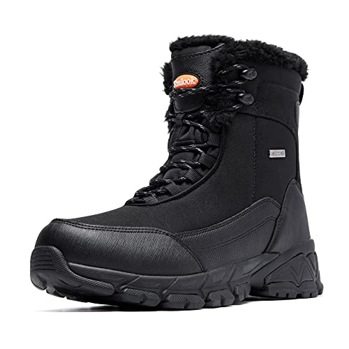 SHULOOK Winterstiefel Herren Wasserdicht Warm Gefüttert Schneestiefel Winterschuhe Herren rutschfeste Hohe Wanderschuhe Herren Outdoor Schuhe Herren Winter für Wandern Arbeiten Camping (Schwarz EU 42)