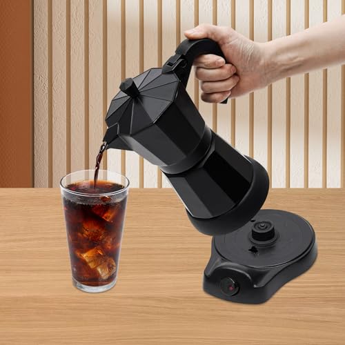 GCIUEMMH Elektrische Espressomaschine mit Separatem Boden - 300ml Elektrische Kaffeemaschine Alu Espressokocher Mokka Espresso Kanne 480W Elektrische Italienische Kaffeemaschine 6 Tassen Mokkakocher