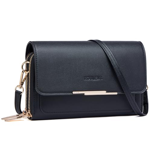 Roulens Klein Handy Umhängetasche,Damen Kleine Umhängetasche,PU Leder Crossbody Schultertasche Reisepass Handytasche mit Kartenschlitz Verstellbar Abnehmbar Schultergurt