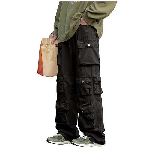 SOOUICKER Cargo Hosen Herren Baggy Weites Bein Arbeitshosen Männer Cargo Breit Cargo Hosen Herren Baumwolle Viele Taschen Outdoor Hosen für Herren Cargohose Herren mit Seitentaschen