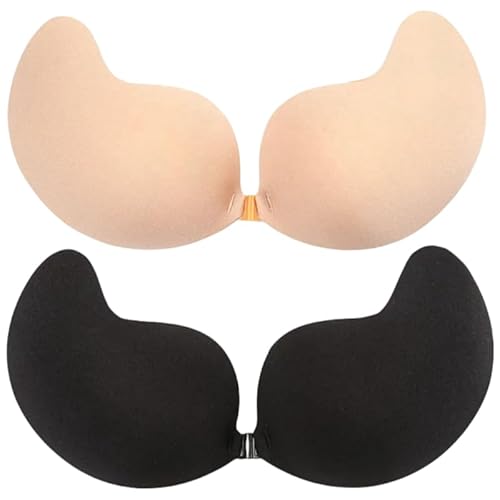 Klebe BH Push Up,BH Rückenfrei,Trägerloser BH,Unsichtbarer BH,Wiederverwendbare Unsichtbar Silikon Rückenfreier BH Haut Freundlich Selbstklebend BH,für Abendkleid Brautkleid Badeanzug und rückenfreie