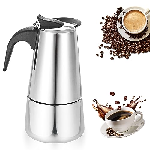 Nizirioo Espressokocher Für 6 Tassen, Edelstahl Espressokanne Mokkakanne Camping Kaffeekocher Mokkakanne Espresso Maker Kaffeekocher Mokkakocher Für Alle Herdarten Geeignet (300ml)