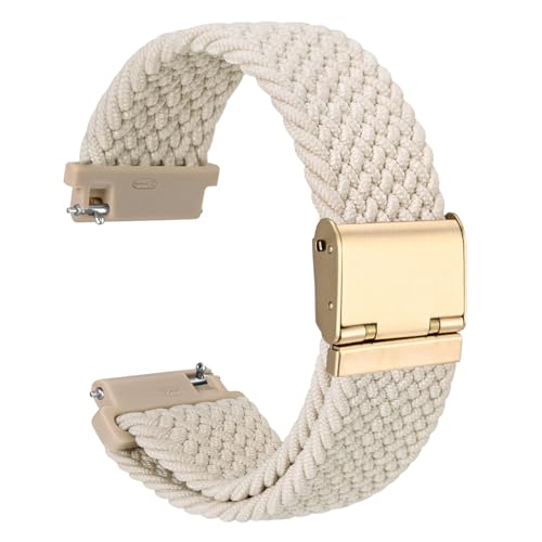 WOCCI 18mm Gewebtes Nylon Uhrenarmband für Damen und Herren, Schnellverschluss, Verstellbare Goldene Schnalle (Sternenlicht)