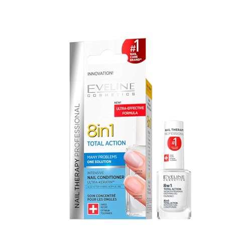 Eveline Cosmetics 8in1 Total Action Professionelle Nagel Aufbau Serum |12 ML | Konzentrierter Nägel-Conditioner | Nagelwachstum Beschleuniger | Stärkere Nägel | Einfache Anwendung