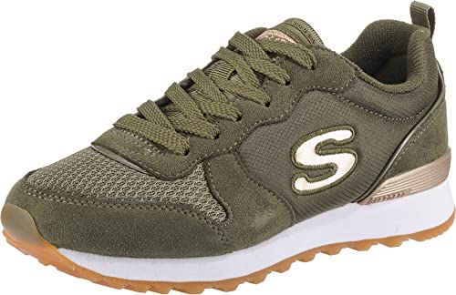 Skechers Damen Retros-og 85-goldn Gurl sneakers, Olive Suede Nylon Mesh Rose Gold Trim Old, 38 EU