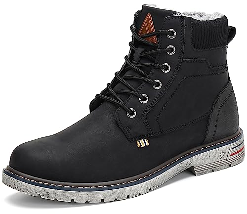 Mishansha Winterschuhe Herren Winterstiefel Gefüttert Winter schuhe Wasserdicht Rutschfest Outdoor Boots Warme Wanderschuhe Trekking Stiefel Schneestiefel Schwarz 43 EU