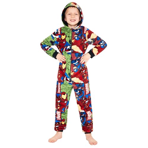 Marvel Fleece Schlafanzug für Jungen, Teenagers - Einteiler für Kinder, Warme Pyjama Geschenk für Jungs (Mehrfarbig, 13-14 Jahre)