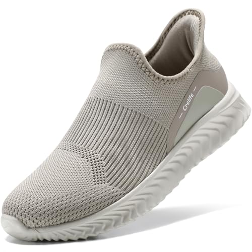 STQ Slip on Damen Slip on Sneakers Freihändig Turnschuhe Bequem Sportschuhe Bequem Schuhe Damen Sommer Schlupfschuhe Taupe 38 EU