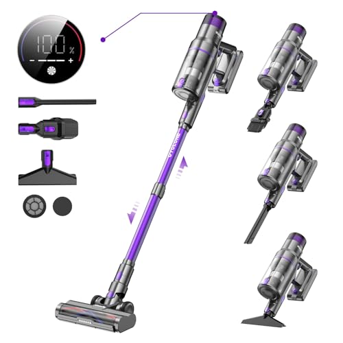 Vistefly V15s Max Akku Staubsauger Kabellos 45000Pa, 580W Kabelloser Staubsauger mit Touchscreen 8 in 1 Staub Automatisch Erkennen 70 Minuten Laufzeit für Tierhaare Hartböden Teppich