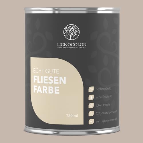 Lignocolor Fliesenfarbe matt | hochbeständige Farbe für Wand- & Bodenfliesen (Sandstone matt, 750 ml) | hochdeckend für den Innenbereich