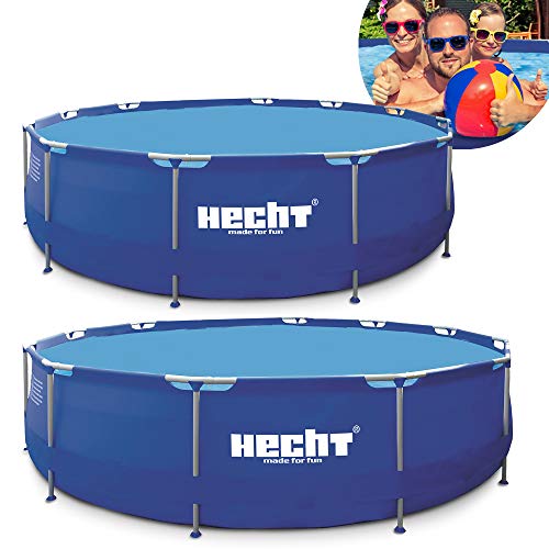 Hecht Stahlrahmen Pool Swimmingpool – 360 x 76 cm und 300 x 76 cm zur Auswahl – Familienpool rund mit Metallrahmen – XXL Outdoor Badespaß für die ganze Familie im eigenen Garten 6.125 Liter