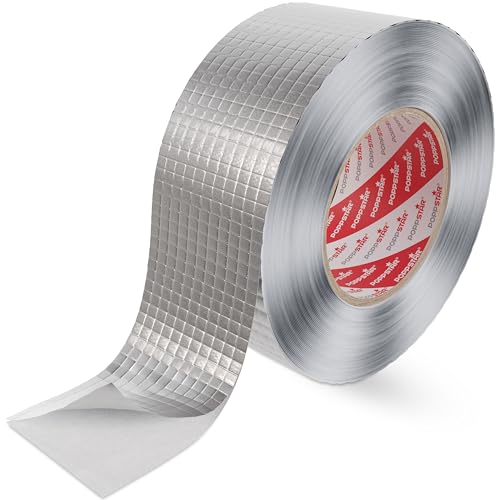 POPPSTAR Aluminium-Klebeband netzverstärkt für Rohrisolierung & Dämmung (50m x 48 mm) Hitzeschutz & Dampfsperre Aluklebeband hitzebeständig 48mm selbstklebend