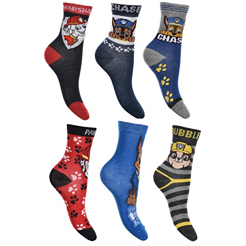 PAW PATROL 6er Pack Jungen Socken Strümpfe vielen verschiedenen Muster und Designs (Mix 13, 31-34)