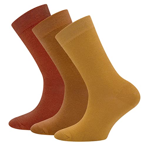 EWERS 3er-Pack Socken Uni, einfarbige Basic-Socken für Mädchen und Jungen, Baumwolle, MADE IN GERMANY, Mädchensocken Jungensocken Kindersocken Unisocken, Größe 35-38, Braun